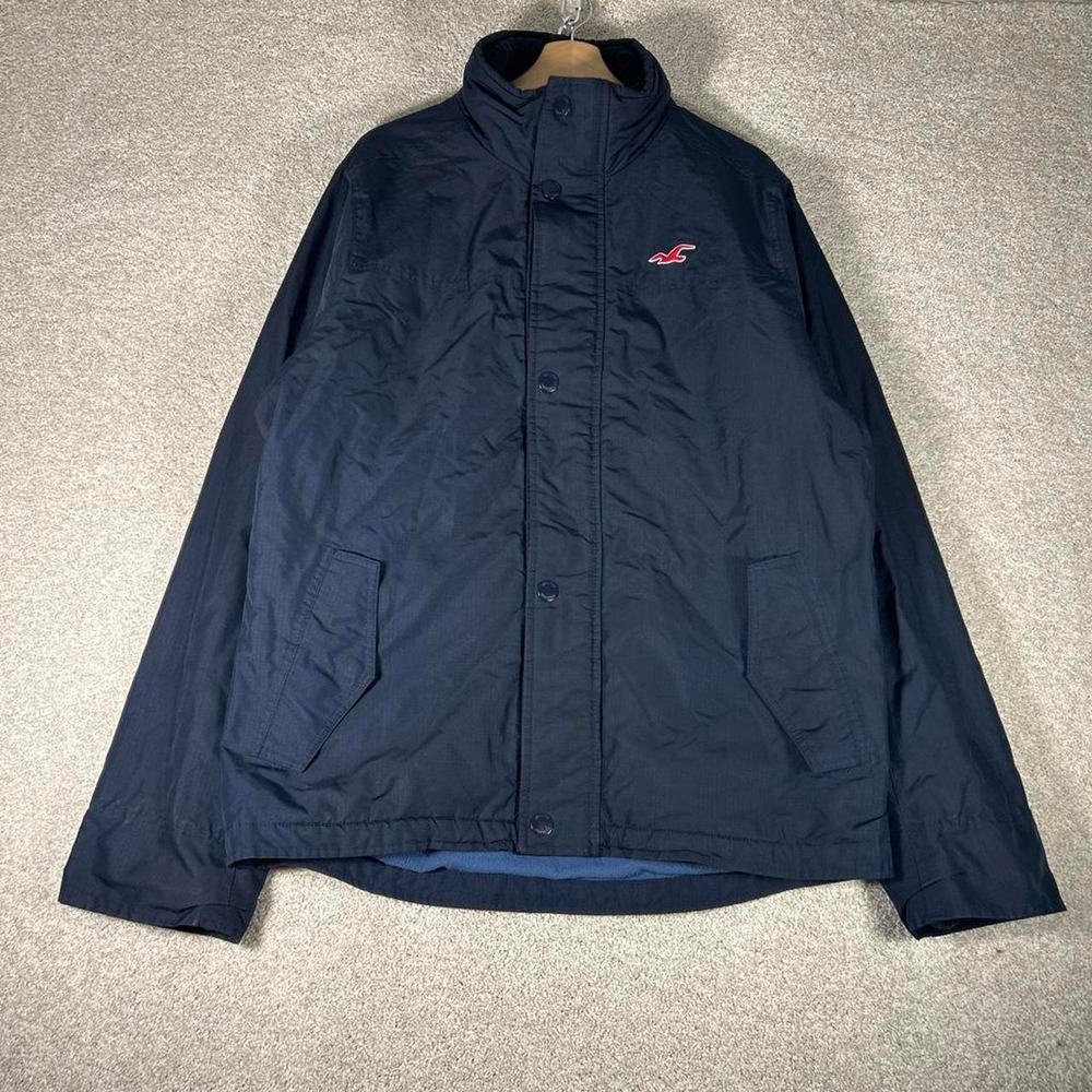 Men's Hollister California navy blue fleece lined all weather jacket Size XL